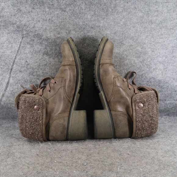 Roxy Shoes Womens 9.5 Bootie Lace Up Block Heel Fold Over Cap Toe Casual Taupe - Picture 10 of 16